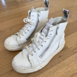 Dr. Martens Talib Zip White Leather High Top Sneakers‎ Mens 5 Womens 6 AW005
